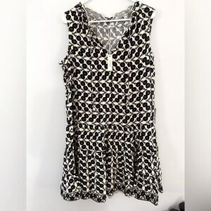 NWT Max Studio Flowy Ruffle Summer Dress Floral Black Beige Sleeveless Size L